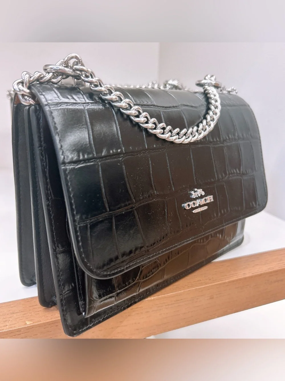 Coach Black Croc-Embossed Klare Crossbody Bag CC840